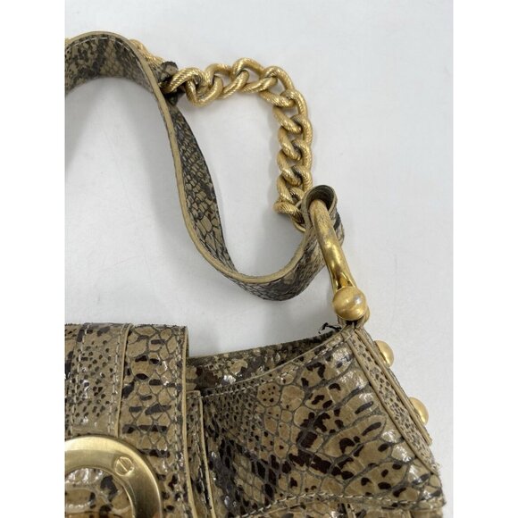 Steven By Steve Madden Faux‎ Python Shoulder Purse Gold Hardware Chain Strap - Picture 12 of 15